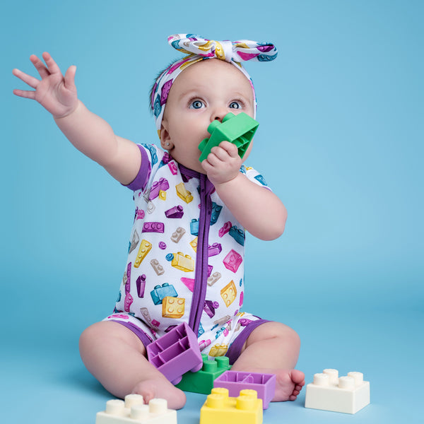block-party-purple-short-sleeve-romper Big Dreams Little Jammie Session Sophia's Style-1